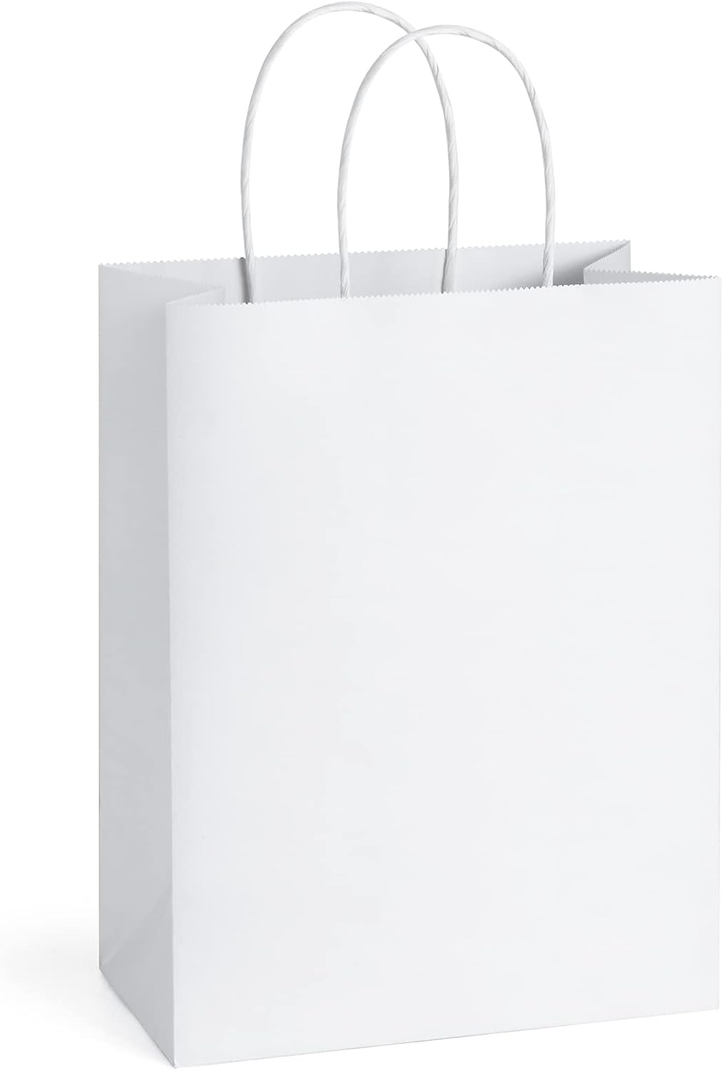 BagDmora Gift Bags with Handles, 5.25 x 3 x 8 Inch Small White Bags, 100 Pack
