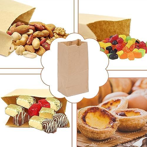 Pravelo 2lb Brown Paper Bags - Kraft Grocery Bags for Food Packaging, 500 Count Pack