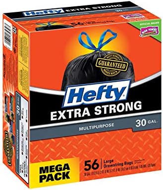 Heftora Strong 30 Gallon Trash Bags, Large Heavy Duty Liners, 56 Count Pack | 56 Count