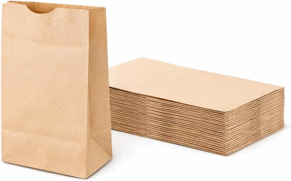 Pravelo 2lb Brown Paper Bags - Kraft Grocery Bags for Food Packaging, 500 Count Pack