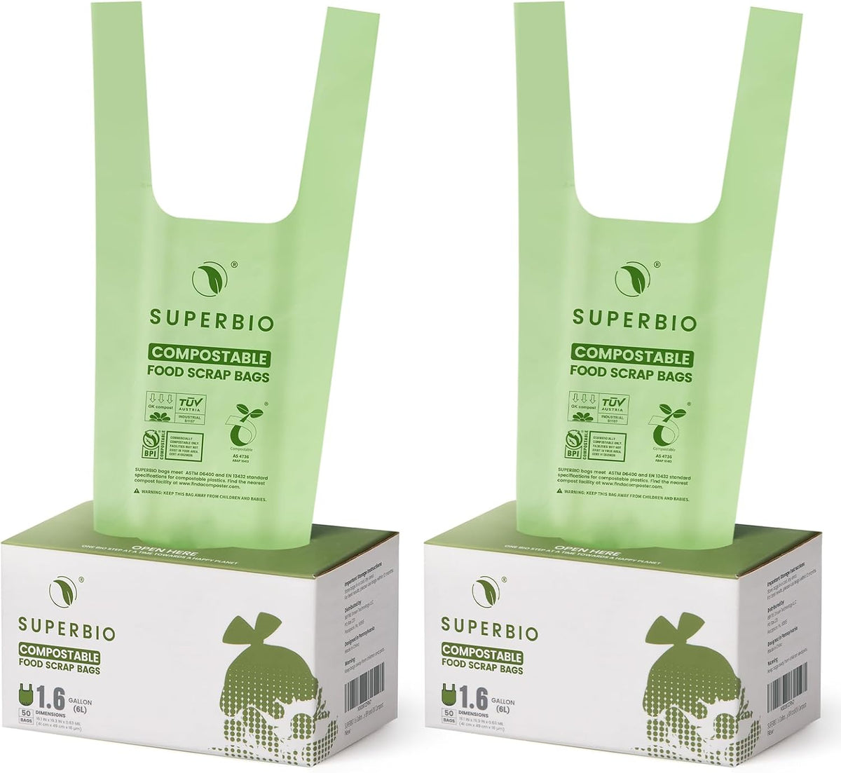 Superivo 16 Gallon Compostable Food Scrap Bags for Countertop Bin, 100 Count Bags