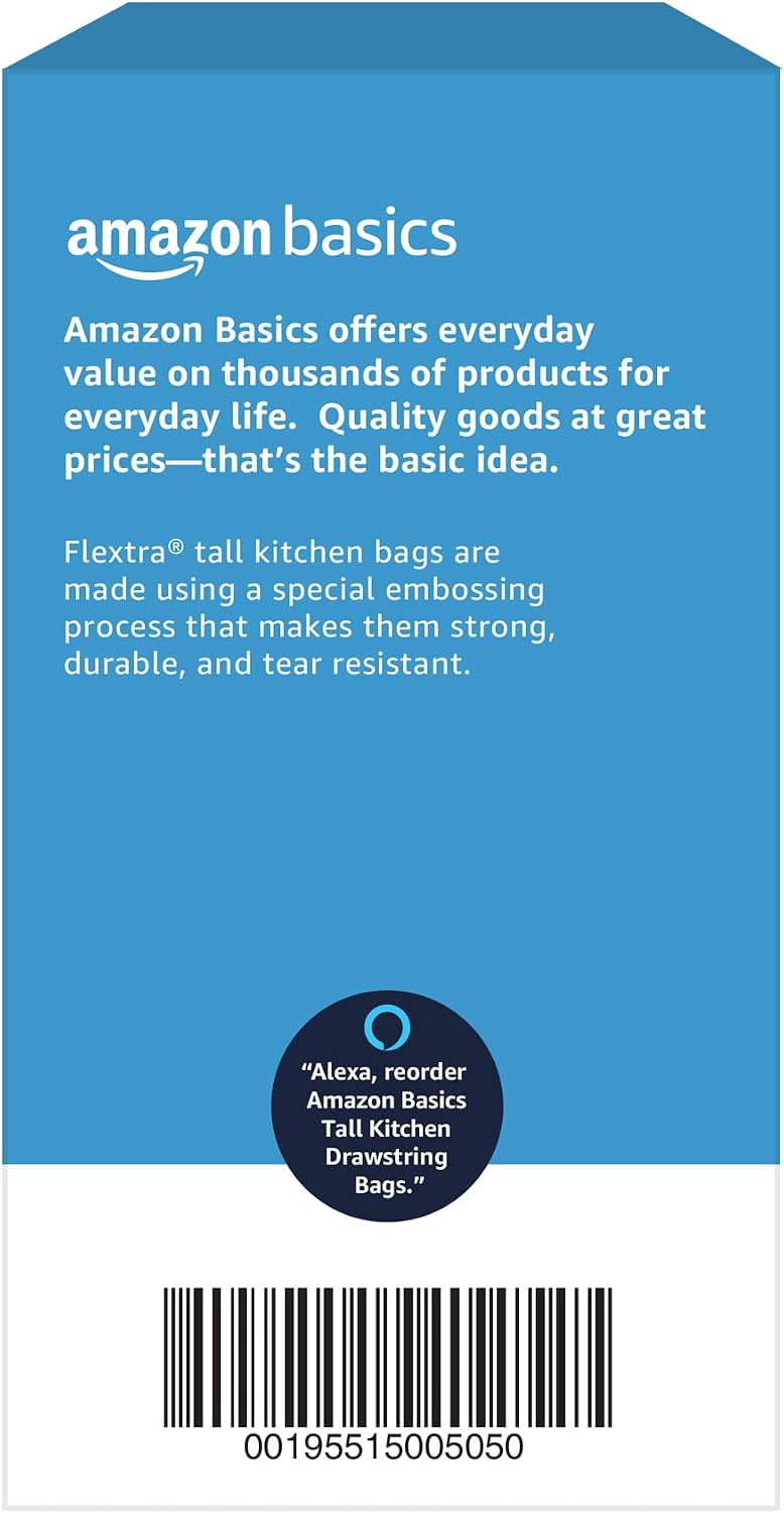 Averon Basics Flextra Tall Kitchen Drawstring Trash Bags, 13 Gallon, 90 Count | 90 Count