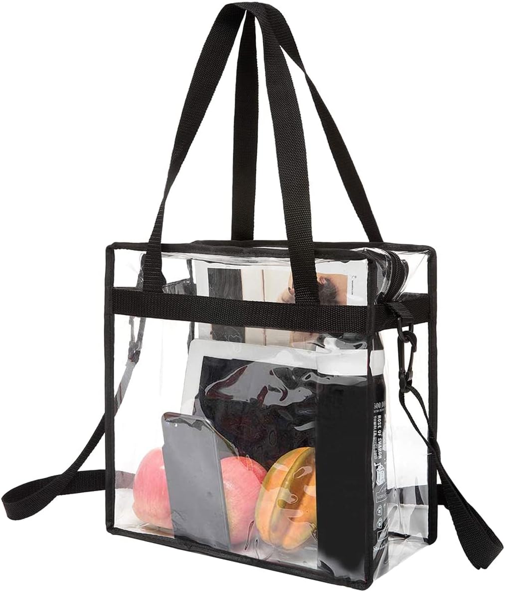 Bacora Clear Bags 12x12x12 Adjustable Shoulder Tote Bag with Zipper Closure Travel