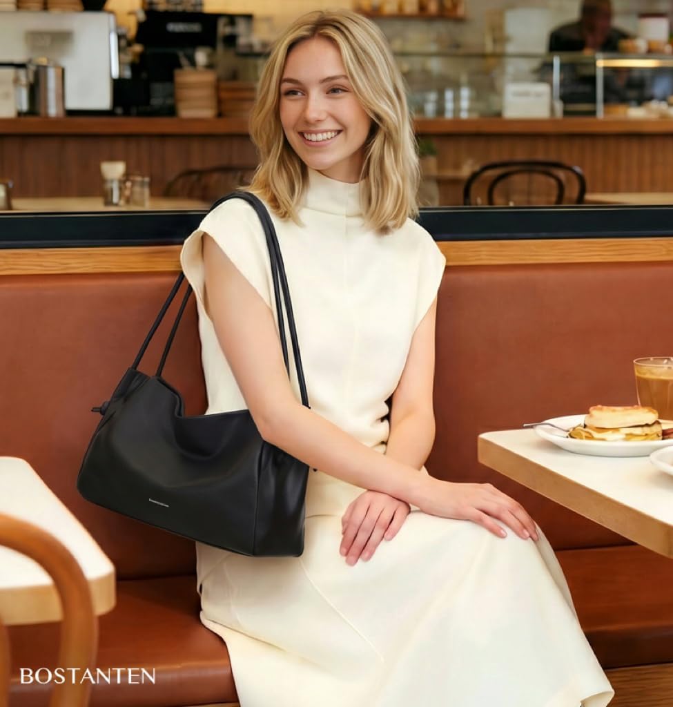Boldsten Shoulder Bag for Women - Padded Vegan Leather Laptop Tote with Zipper Bag