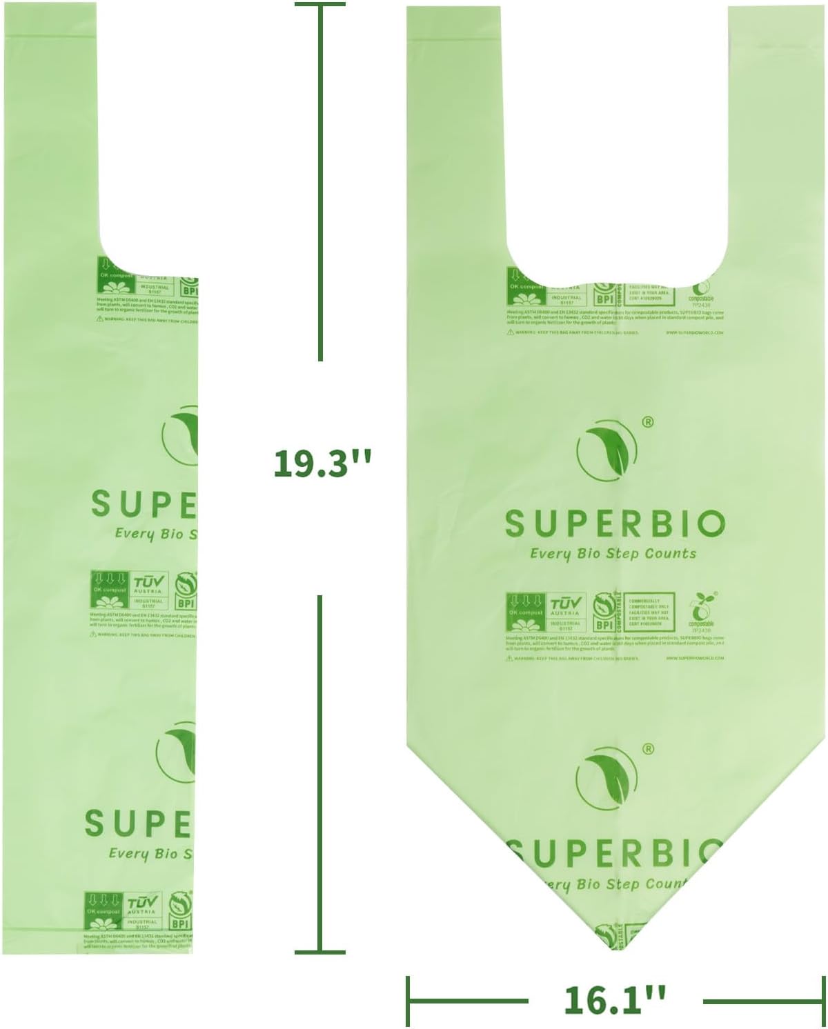 Superivo 16 Gallon Compostable Food Scrap Bags for Countertop Bin, 100 Count Bags