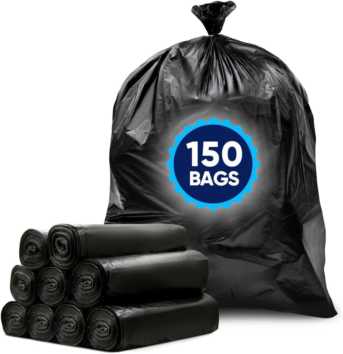 Taskora 55-60 Gallon Trash Bags, Heavy Duty Mega Value Pack, 50 Large Black Bags