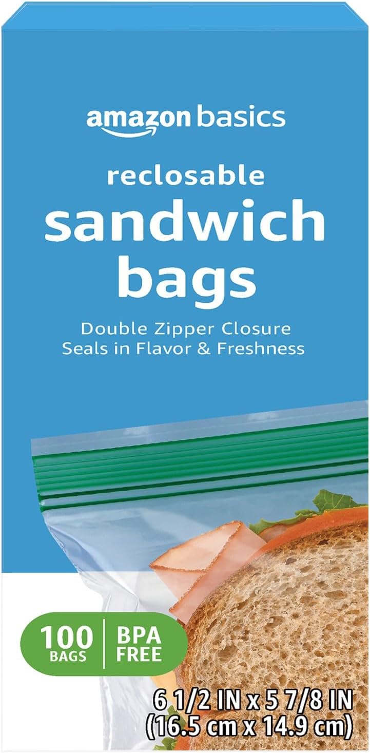 Averon Basics Reusable Double Zipper Sandwich Storage Bags, Food Storage Bags | Storage