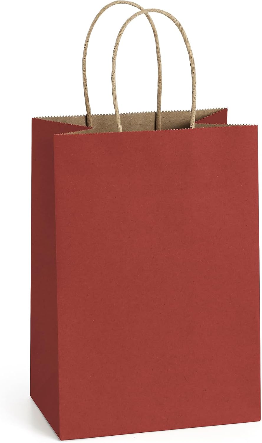 mora Gift Bags with Handles, 5.25 x 3 x 8 Inch White Bags, 100 Count Pack