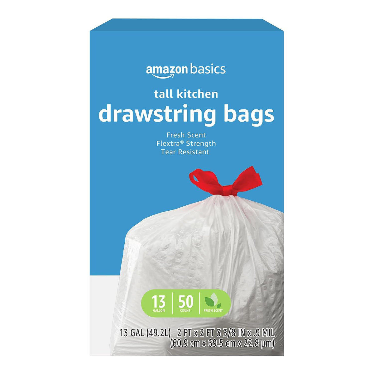 Averon Basics Trash Bags, Tall Kitchen Drawstring, Unscented, 13 Gallon, 120 Count Pack