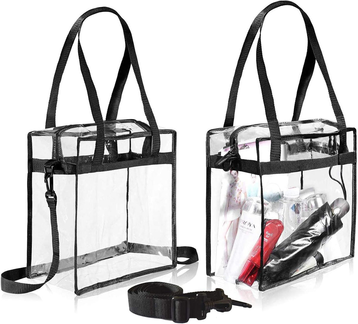 Bacora Clear Bags 12x12x12 Adjustable Shoulder Tote Bag with Zipper Closure Travel