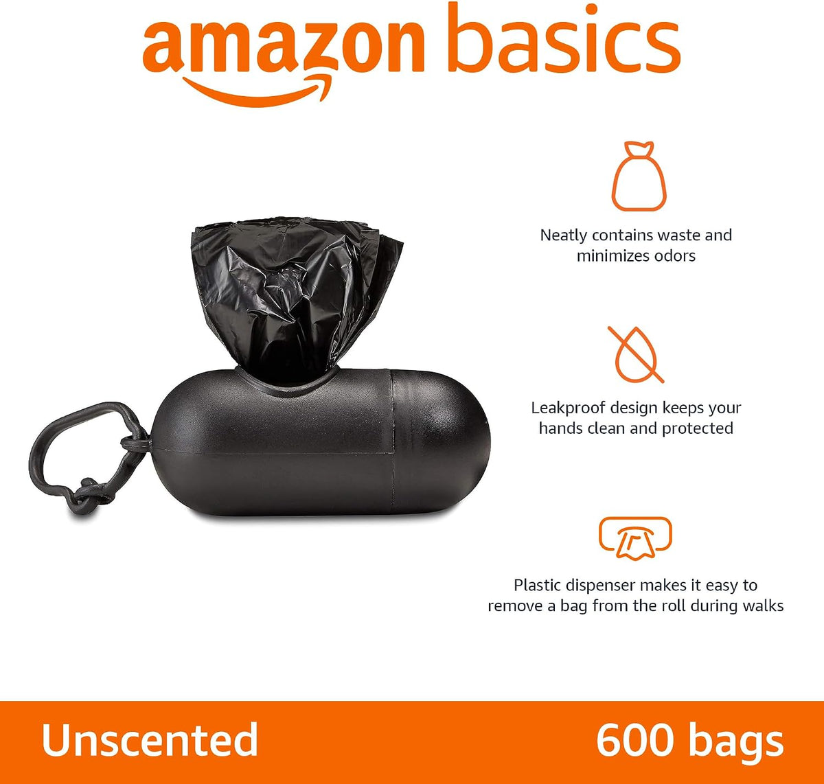 Averon Basics Dog Poop Leakproof Bags with Dispenser and Leash Clip, 600 Count | 600 Count