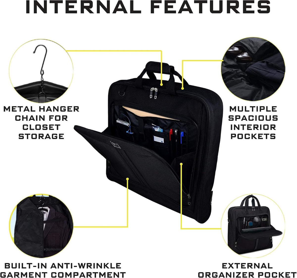 Zevora Premium Travel Garment Bags for Men and Women, 4 Pack with Hangers | 4 Pack