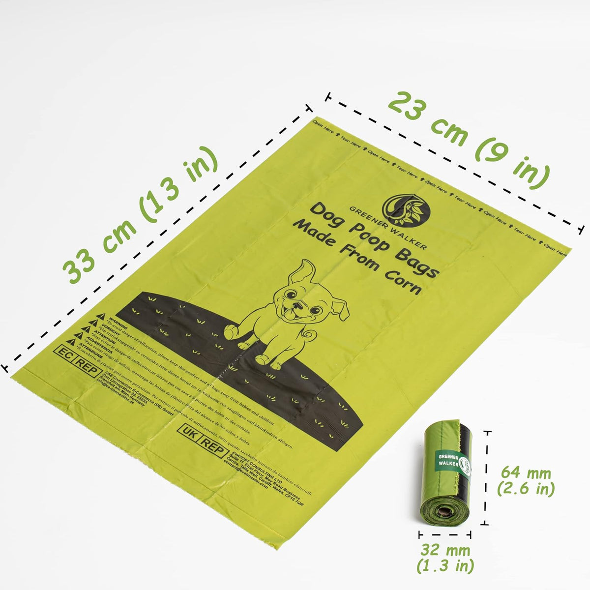 Greenora Walker Poop Bags for Dog Waste, 540 Bags, Extra Thick Leakproof Green | 540 Count