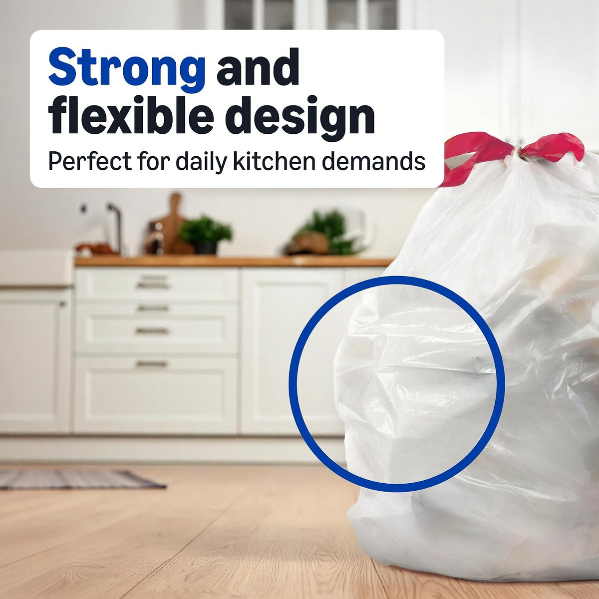 Averon Basics Trash Bags, Tall Kitchen Drawstring, Unscented, 13 Gallon, 120 Count Pack