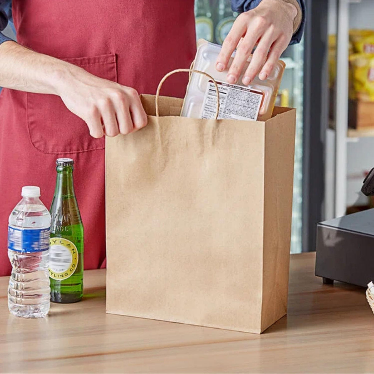 Fadaro 90 Pack Brown Kraft Paper Bags with Handles, Assorted Sizes for Retail | 90 Pack