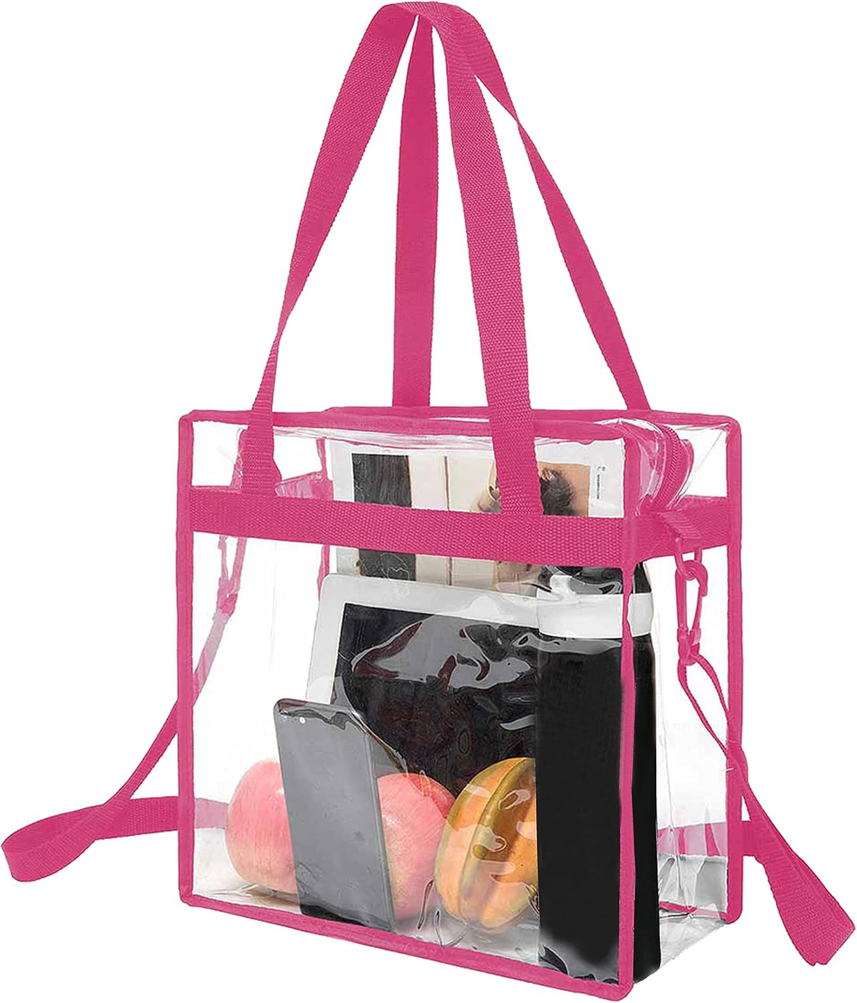 Bacora Clear Bags 12x12x12 Adjustable Shoulder Tote Bag with Zipper Closure Travel