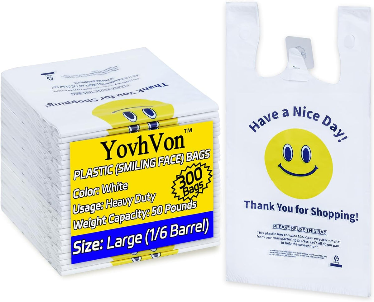 UYovira 1000 Count Black Thank You Bags, T-Shirt Grocery and Shopping Bags, 7 Sizes