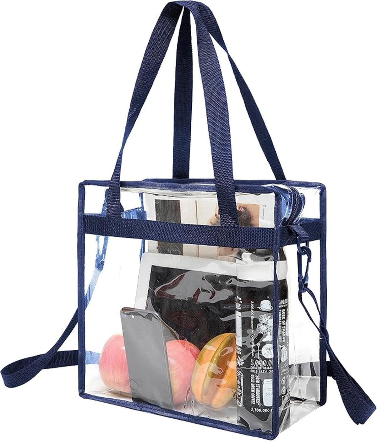 Bacora Clear Bags 12x12x12 Adjustable Shoulder Tote Bag with Zipper Closure Travel
