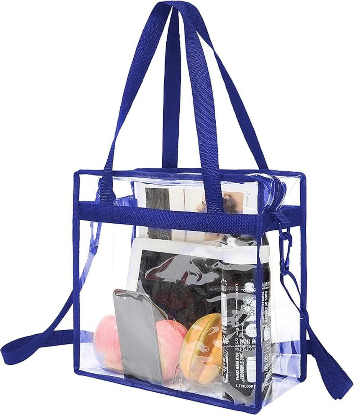 Bacora Clear Bags 12x12x12 Adjustable Shoulder Tote Bag with Zipper Closure Travel