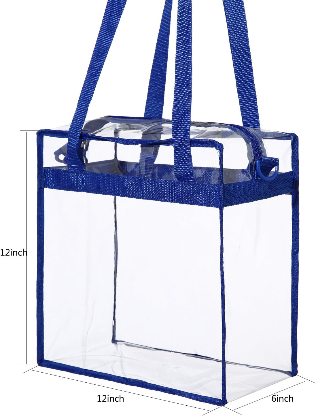 Bacora Clear Bags 12x12x12 Adjustable Shoulder Tote Bag with Zipper Closure Travel