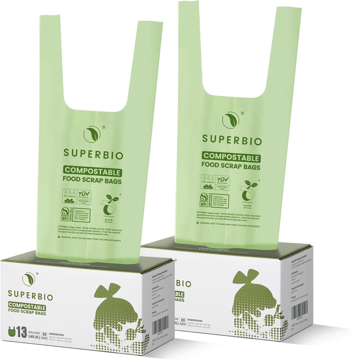 Superivo 16 Gallon Compostable Food Scrap Bags for Countertop Bin, 100 Count Bags