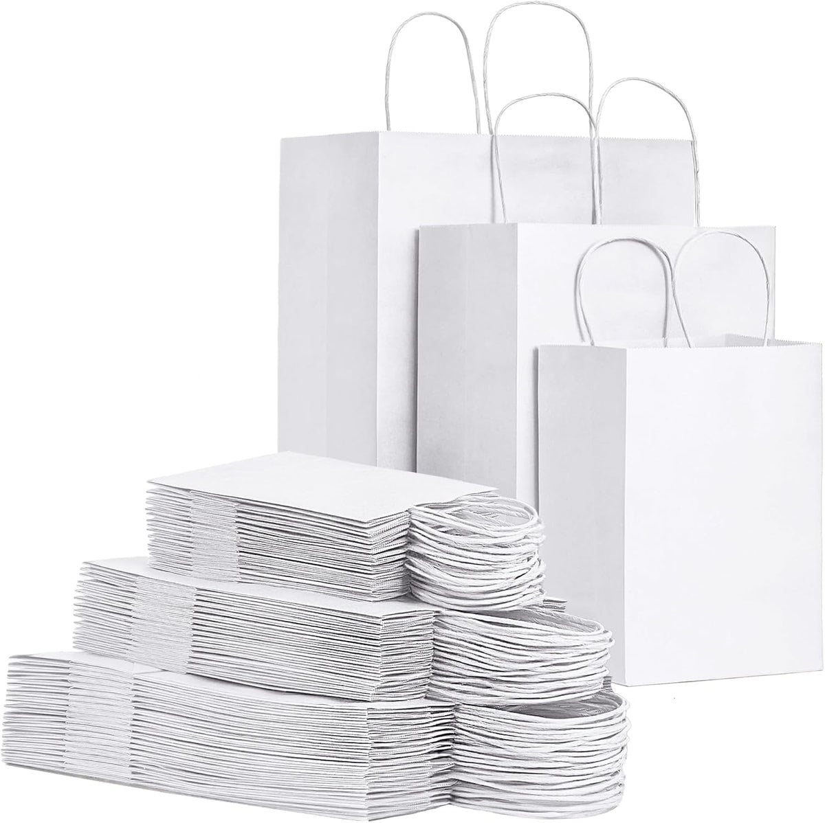 Fadaro 90 Pack Brown Kraft Paper Bags with Handles, Assorted Sizes for Retail | 90 Pack