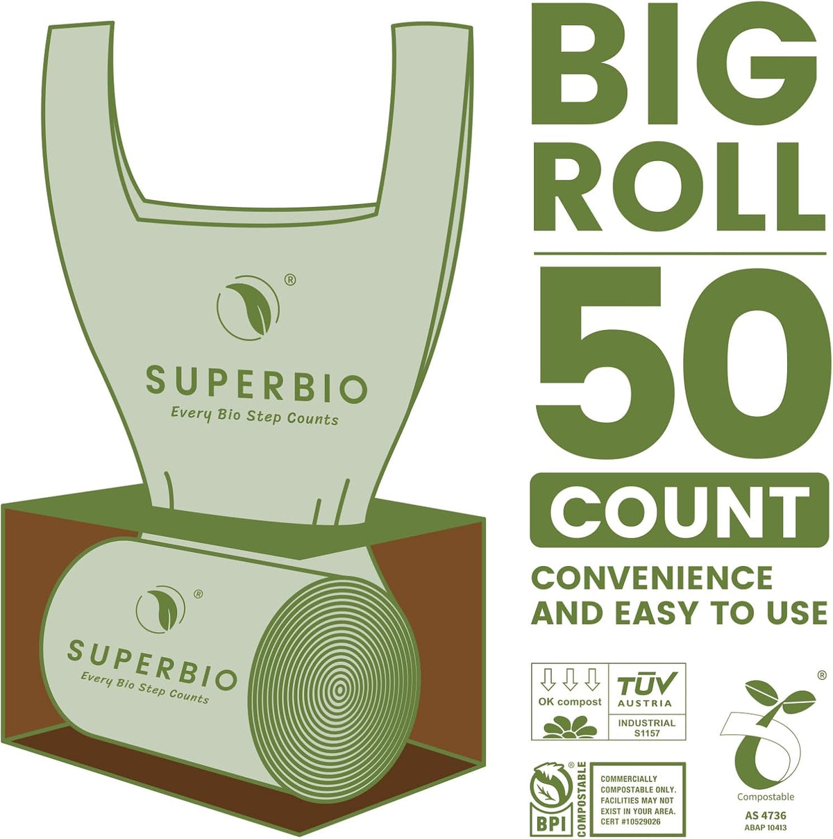 Superivo 16 Gallon Compostable Food Scrap Bags for Countertop Bin, 100 Count Bags