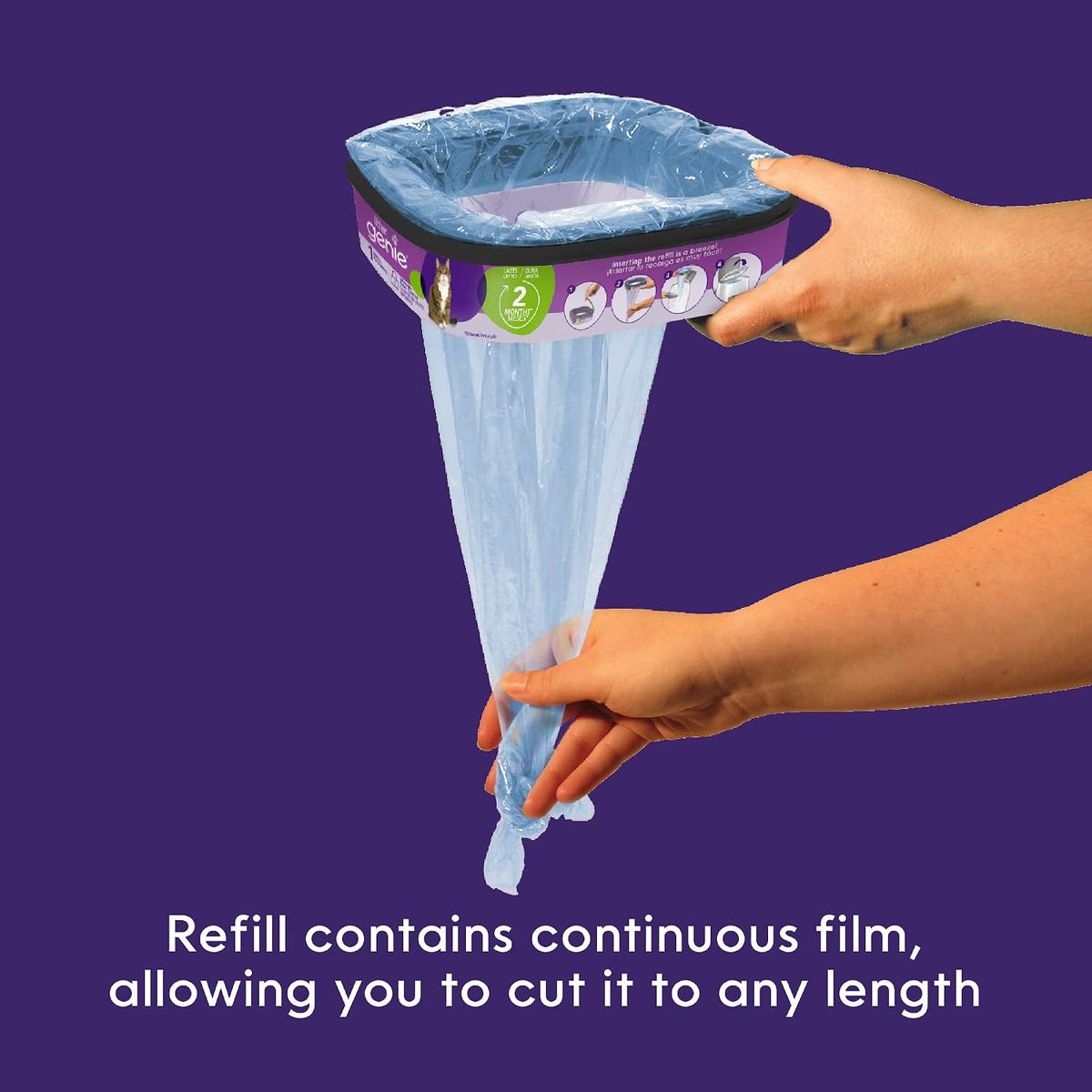 Lumina Genie Jumbo Refill Bags, 2-Pack, 56 ft of Continuous Film for Waste Bins Refill