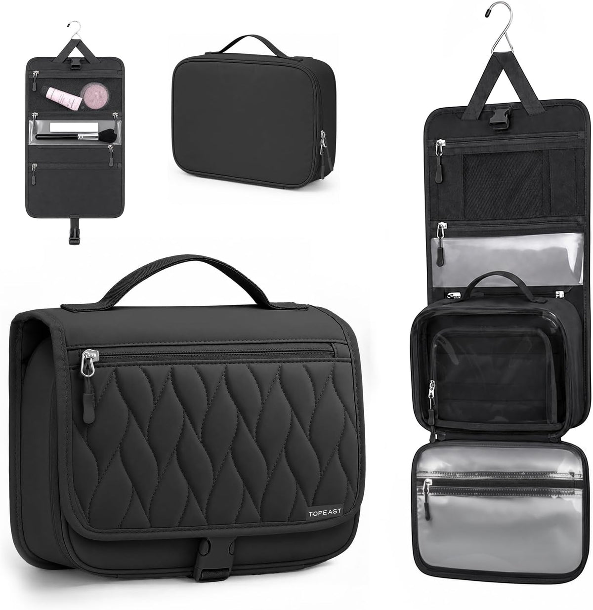 Travora Toiletry Bag for Women and Men, Waterproof Hanging Makeup Organizer | Hanging