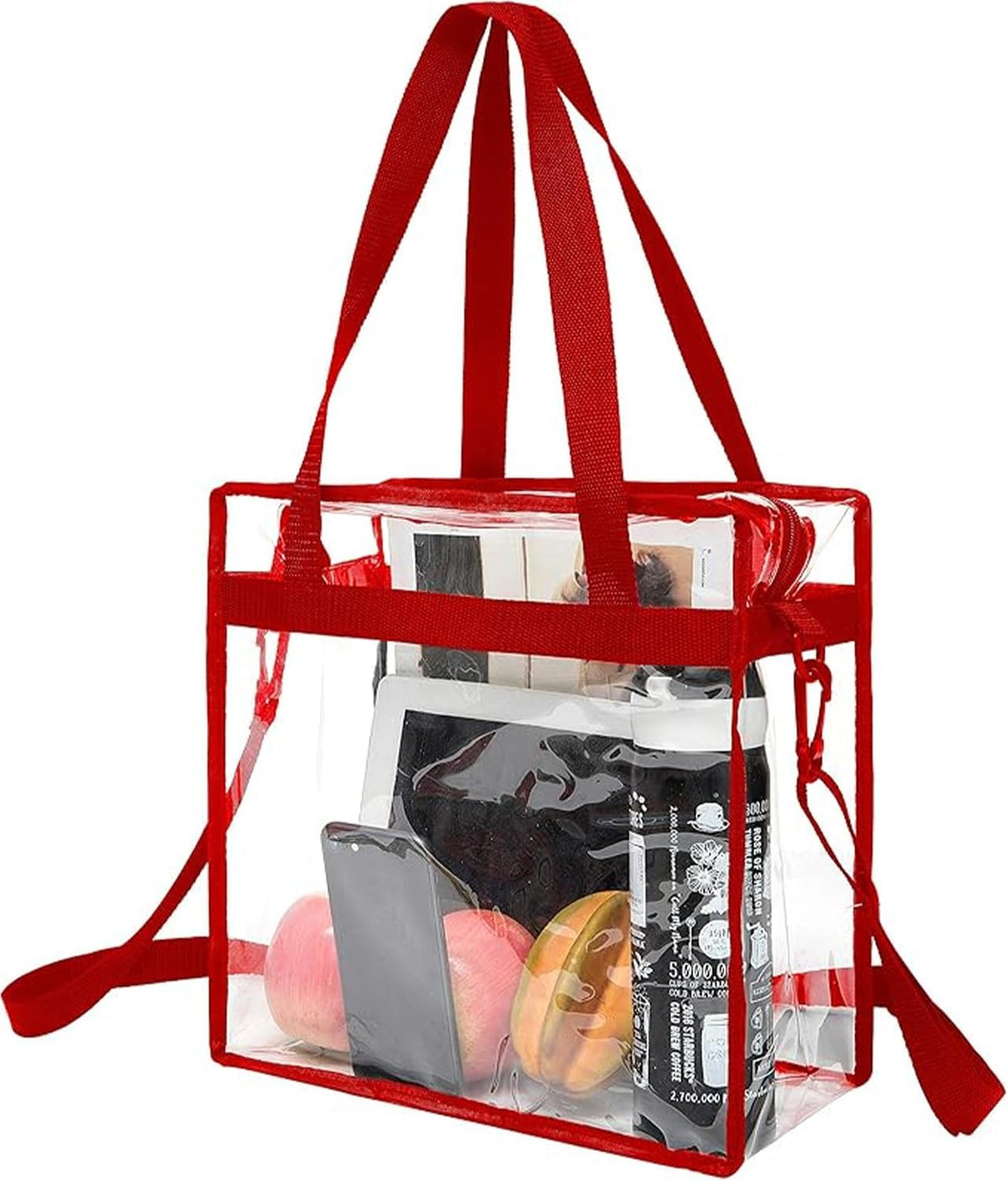 Bacora Clear Bags 12x12x12 Adjustable Shoulder Tote Bag with Zipper Closure Travel