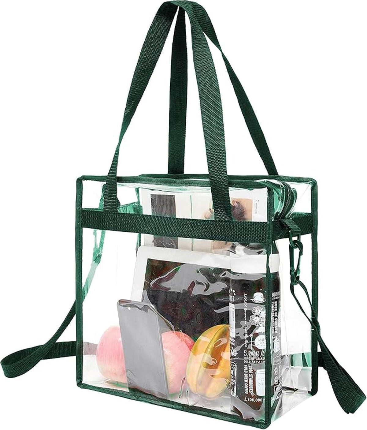 Bacora Clear Bags 12x12x12 Adjustable Shoulder Tote Bag with Zipper Closure Travel