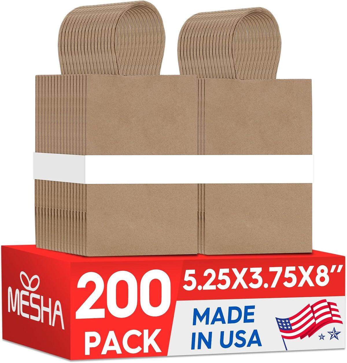 Meriva Gift Bags 200pcs 5.25x3.75x8 Small Black Paper Bags with Handles | Party Use