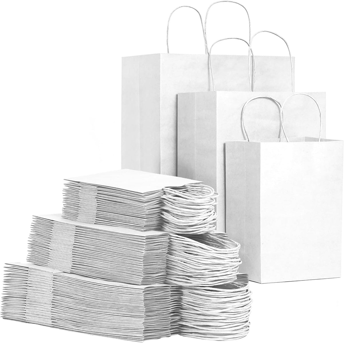 Fadaro 90 Pack Brown Kraft Paper Bags with Handles, Assorted Sizes for Retail | 90 Pack