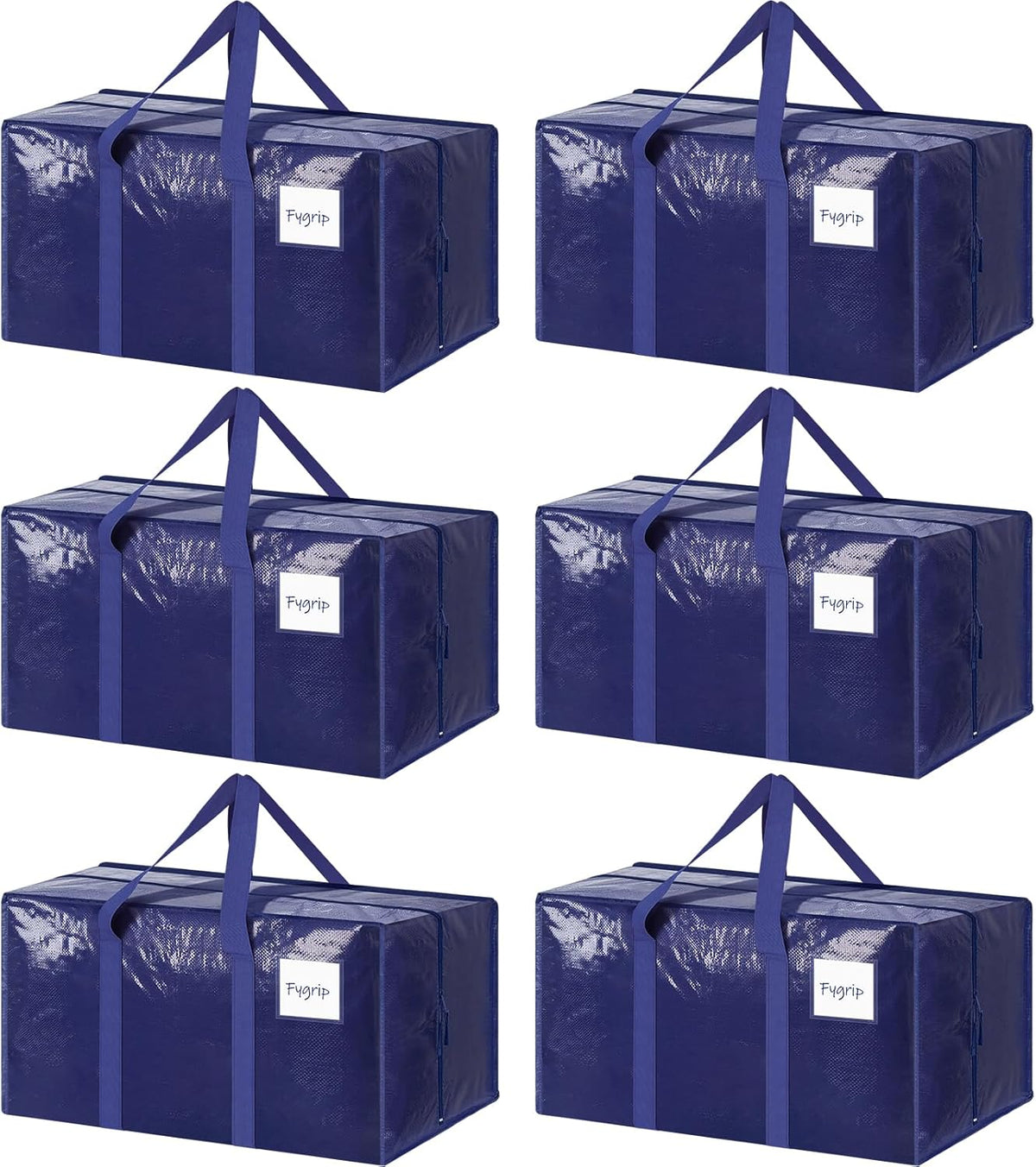 Heftora 6 Pack Extra Heavy Duty Large Moving Bags with Strong Zipper, Dark Blue | 6 Pack
