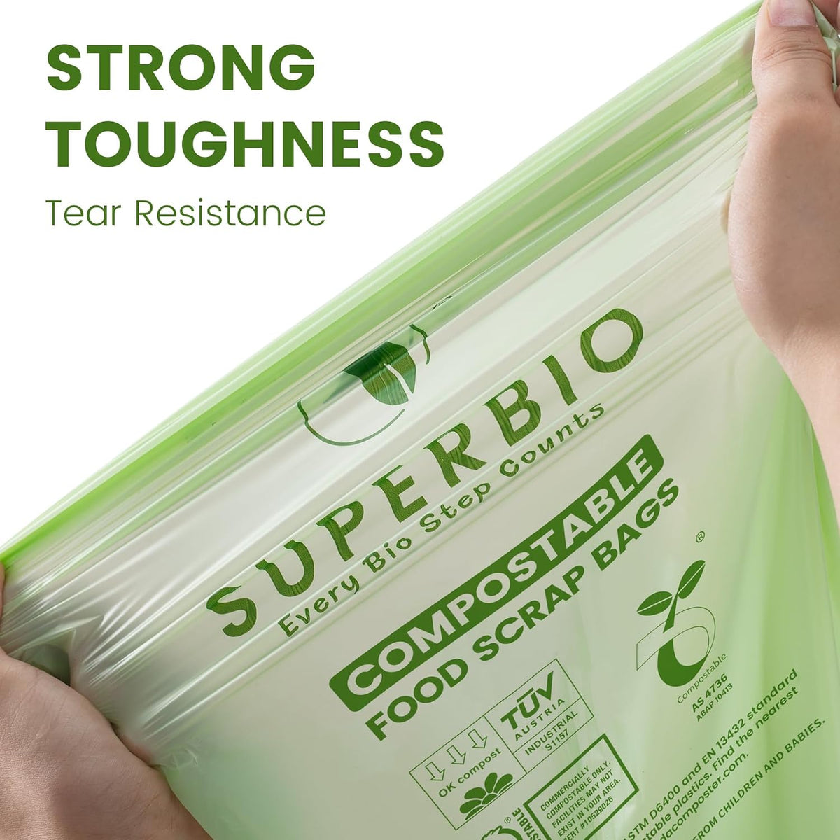 Superivo 16 Gallon Compostable Food Scrap Bags for Countertop Bin, 100 Count Bags