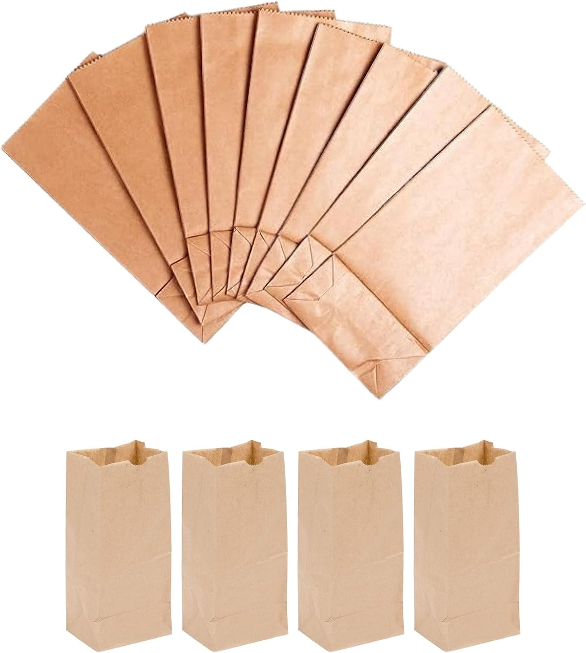 Pravelo 2lb Brown Paper Bags - Kraft Grocery Bags for Food Packaging, 500 Count Pack
