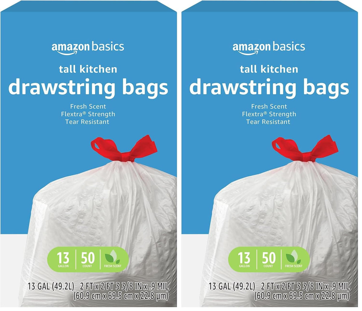 Averon Basics Trash Bags, Tall Kitchen Drawstring, Unscented, 13 Gallon, 120 Count Pack