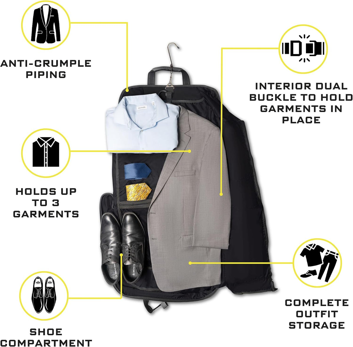 Zevora Premium Travel Garment Bags for Men and Women, 4 Pack with Hangers | 4 Pack