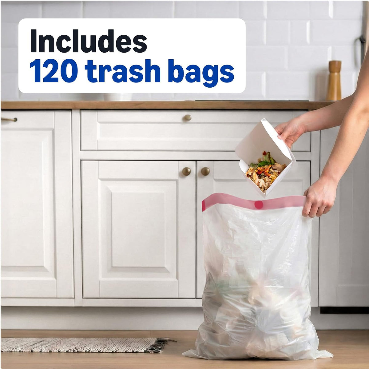 Averon Basics Trash Bags, Tall Kitchen Drawstring, Unscented, 13 Gallon, 120 Count Pack