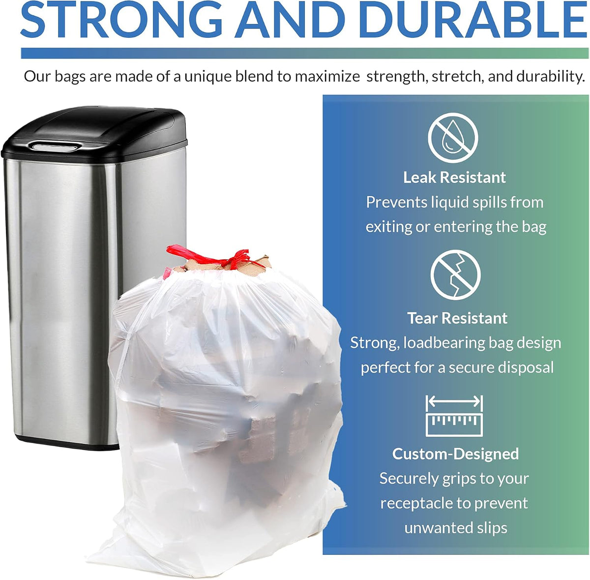 Relora Tall Kitchen Drawstring Trash Bags, 13 Gallon, 500 Count Bulk Value Pack Pack