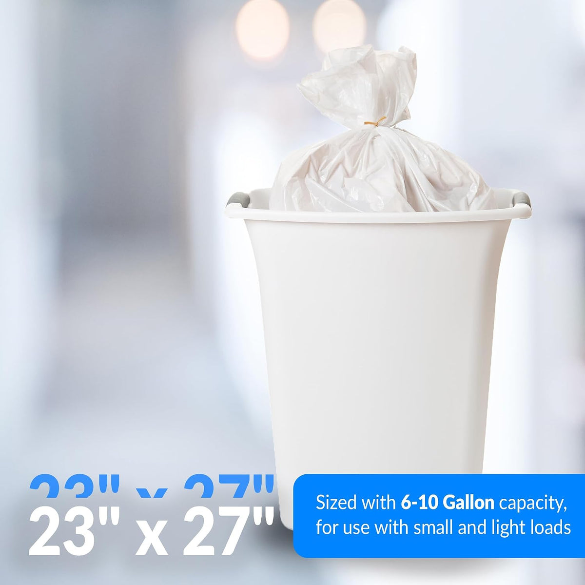 YRelora 6-10 Gallon Trash Bags, 100 Count, Clear Kitchen Can Liners for Home | 100 Count