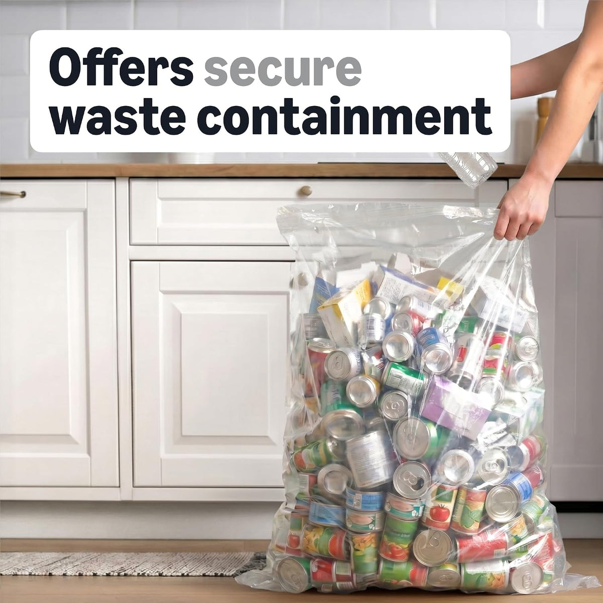 Averon 55 Gallon Trash Bags, Heavy Duty Construction, Leak Resistant, 50 Count Pack