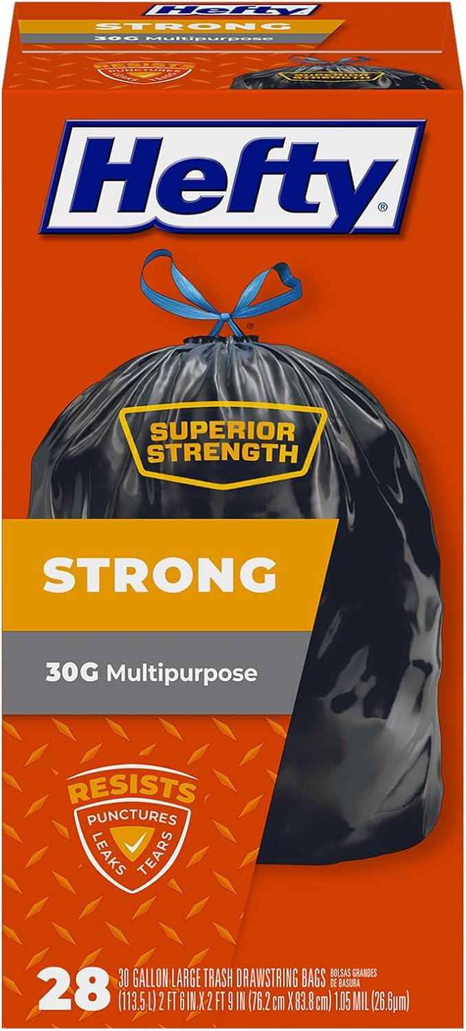 Heftora Strong 30 Gallon Trash Bags, Large Heavy Duty Liners, 56 Count Pack | 56 Count