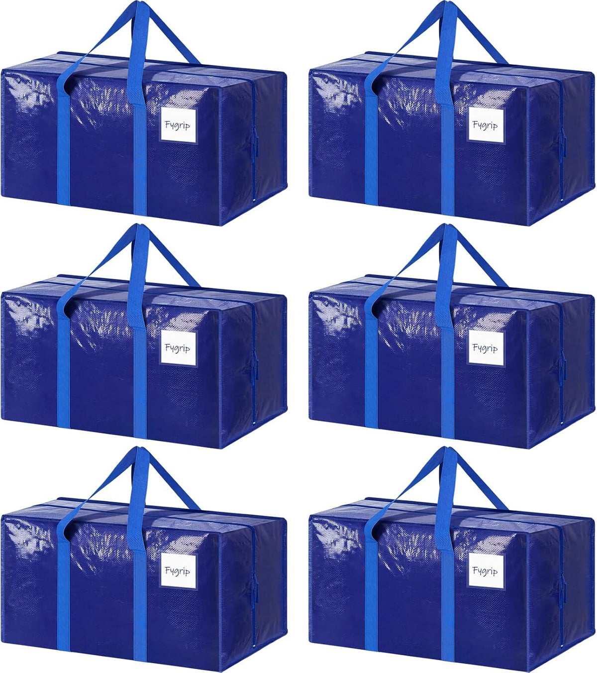 Heftora 6 Pack Extra Heavy Duty Large Moving Bags with Strong Zipper, Dark Blue | 6 Pack