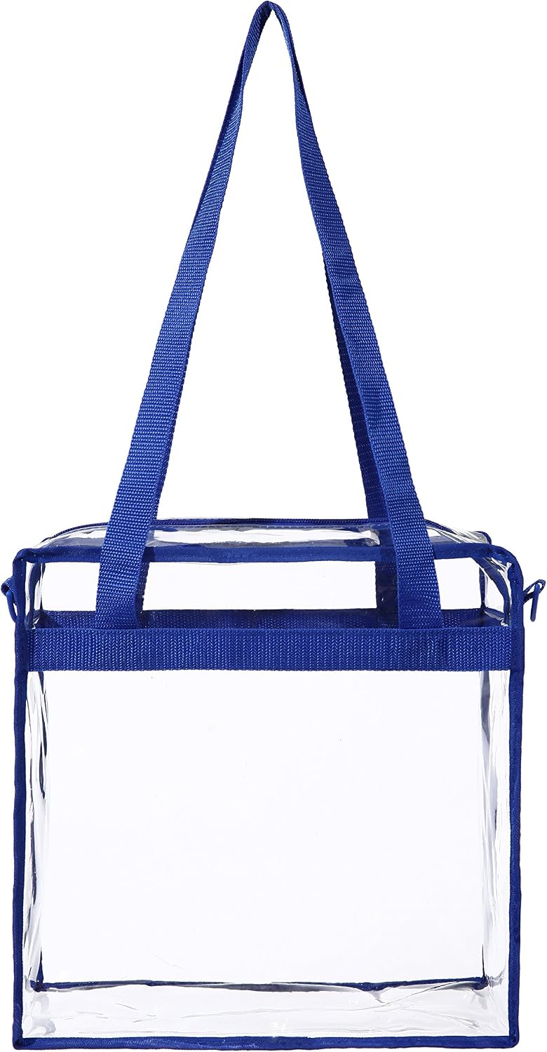Bacora Clear Bags 12x12x12 Adjustable Shoulder Tote Bag with Zipper Closure Travel