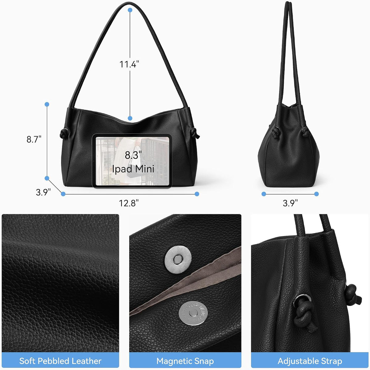 Boldsten Shoulder Bag for Women - Padded Vegan Leather Laptop Tote with Zipper Bag