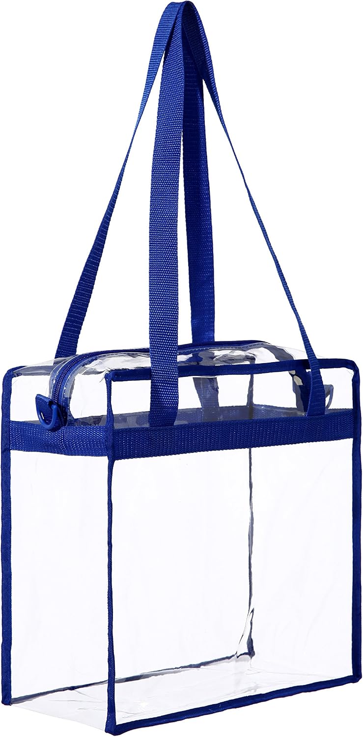 Bacora Clear Bags 12x12x12 Adjustable Shoulder Tote Bag with Zipper Closure Travel