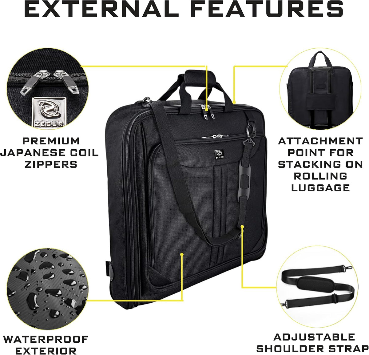 Zevora Premium Travel Garment Bags for Men and Women, 4 Pack with Hangers | 4 Pack