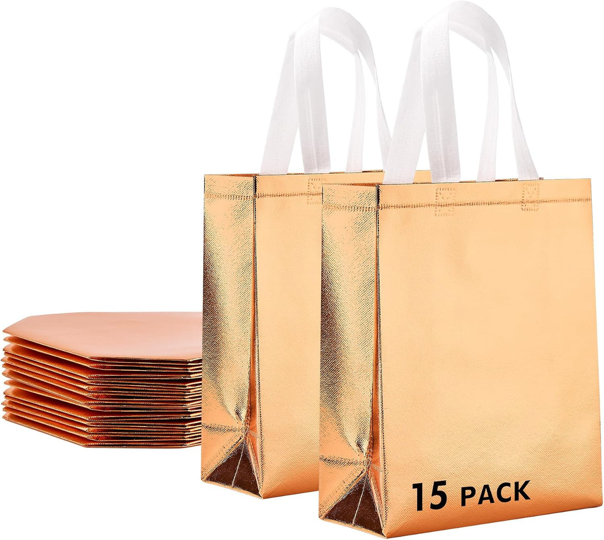 Iridora 100 Pcs Iridescent Glossy Gift Bags, 8.4 x 10 Inch, Holographic Handles | 100 Pcs