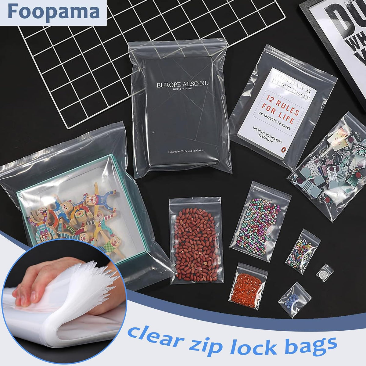 Zentaro 18 x 23 Inch 5 Mil Reclosable Large Clear Zip Poly Lock Storage Bags, 20 Pack